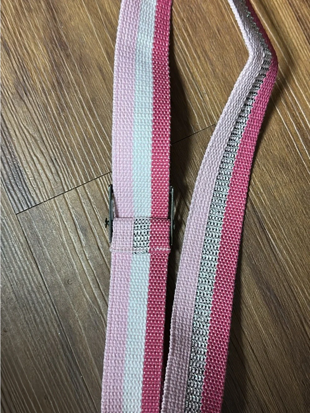 Girls / Youth Pink & Light Pink Canvas Web Belt with Metallic Silver Glitter Str